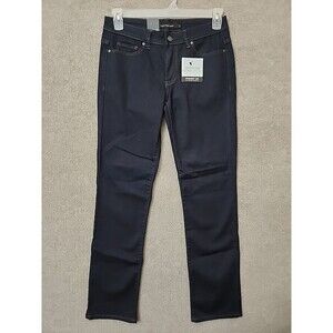 Calvin Klein Power Stretch Straight Leg Jeans Womens 6 Blue Dark Wash NEW